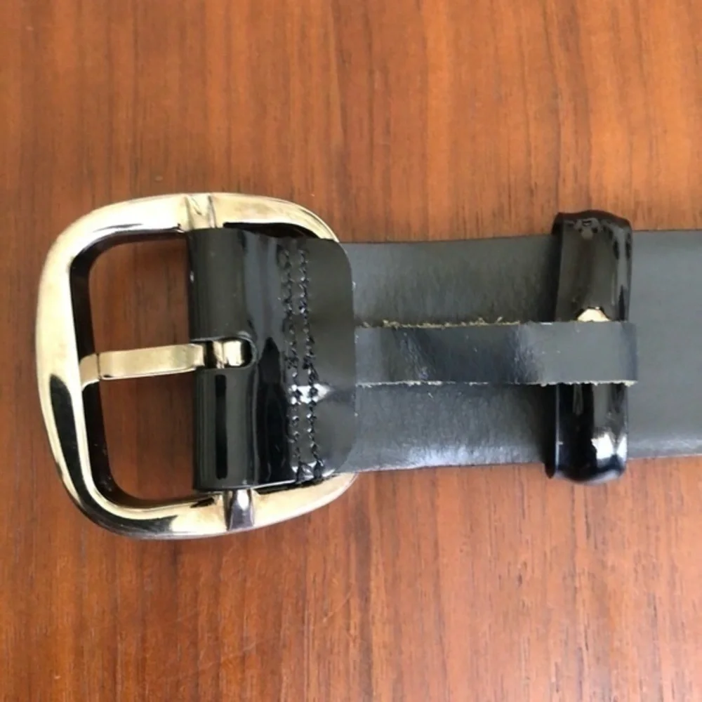 Dolce & Gabbana Mens Blk Patent Leather Belt Sz36